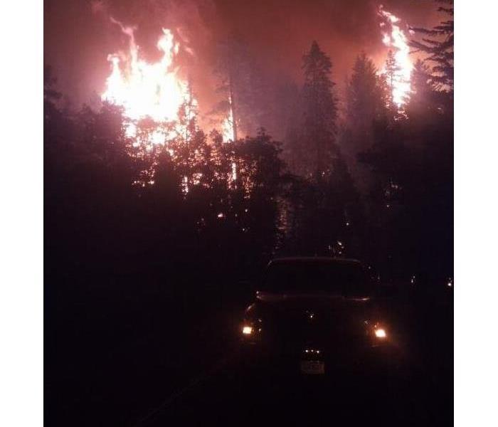 vehicle evacuating from a wildfire