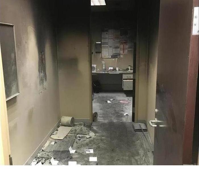 smoke damaged office